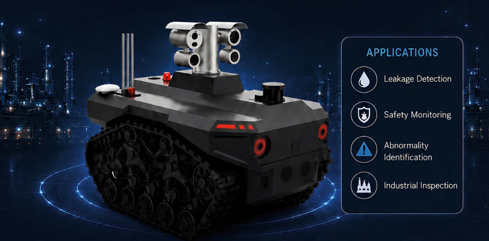 Explosion-proof tracked ground inspection robot with a dual-sensor turret