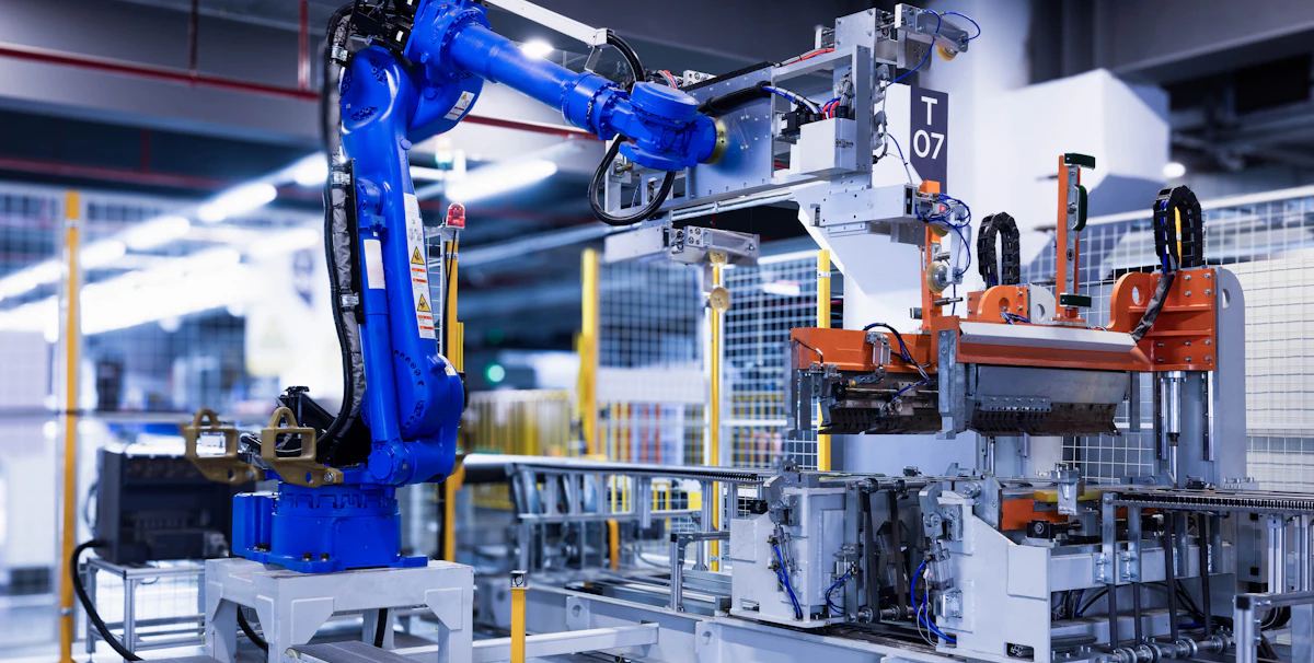 Robot arms working together in a production cell